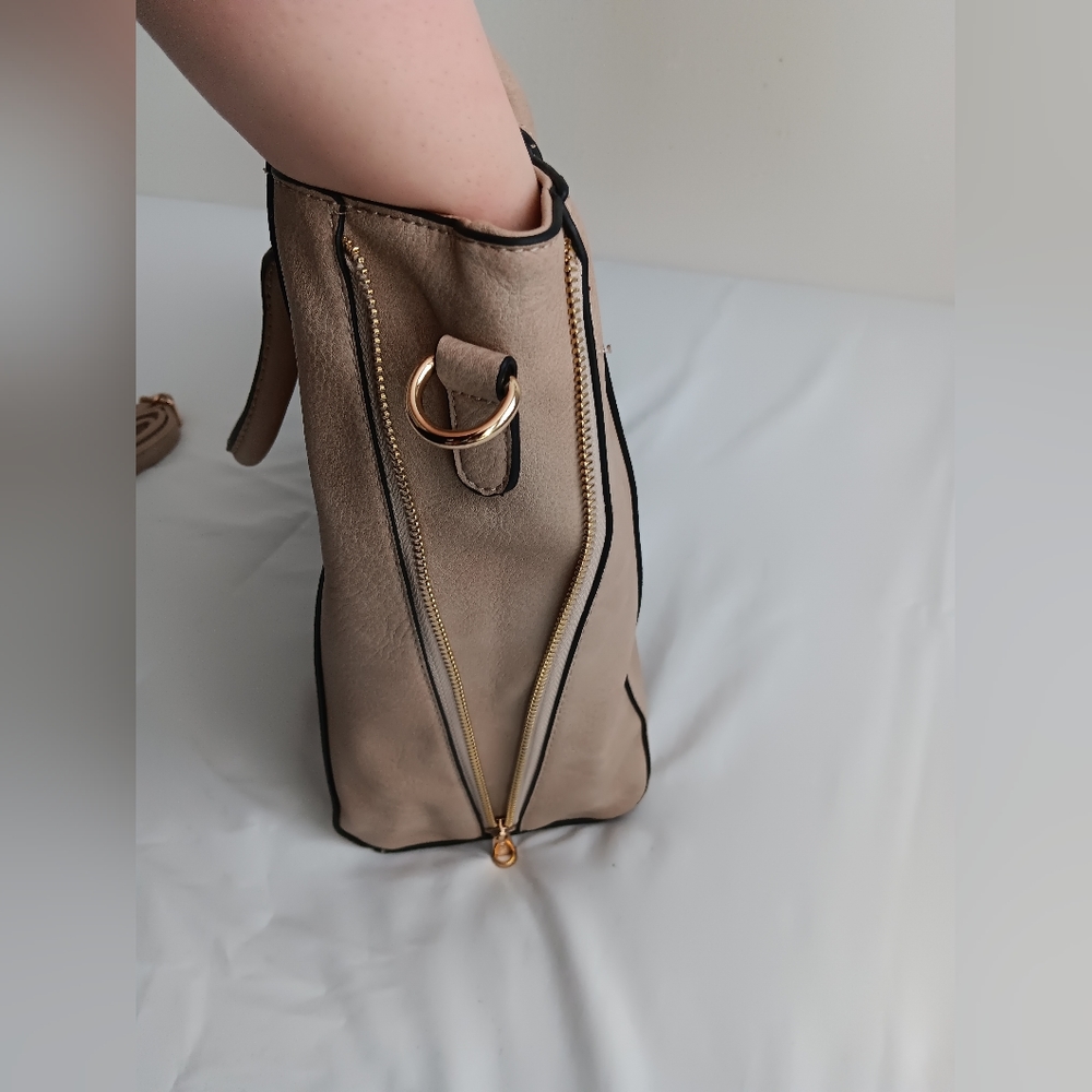 New Beige Nude Office School Laptop Computer Crossbody Handbag Purse Bag - Picture 11 of 14